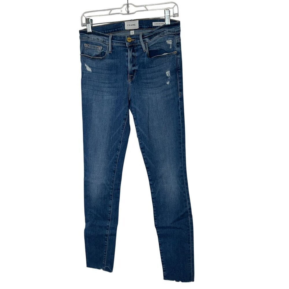 Frame Le Skinny De Jeanne Distressed Denim Jeans Size 29
